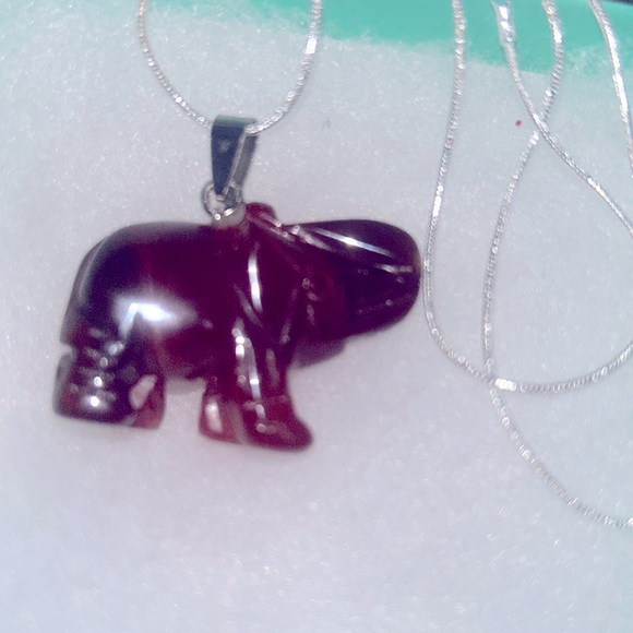 Hippie Boho Carnelian Agate Crystal Elephant Silver 24” Neck… - Picture 5 of 6
